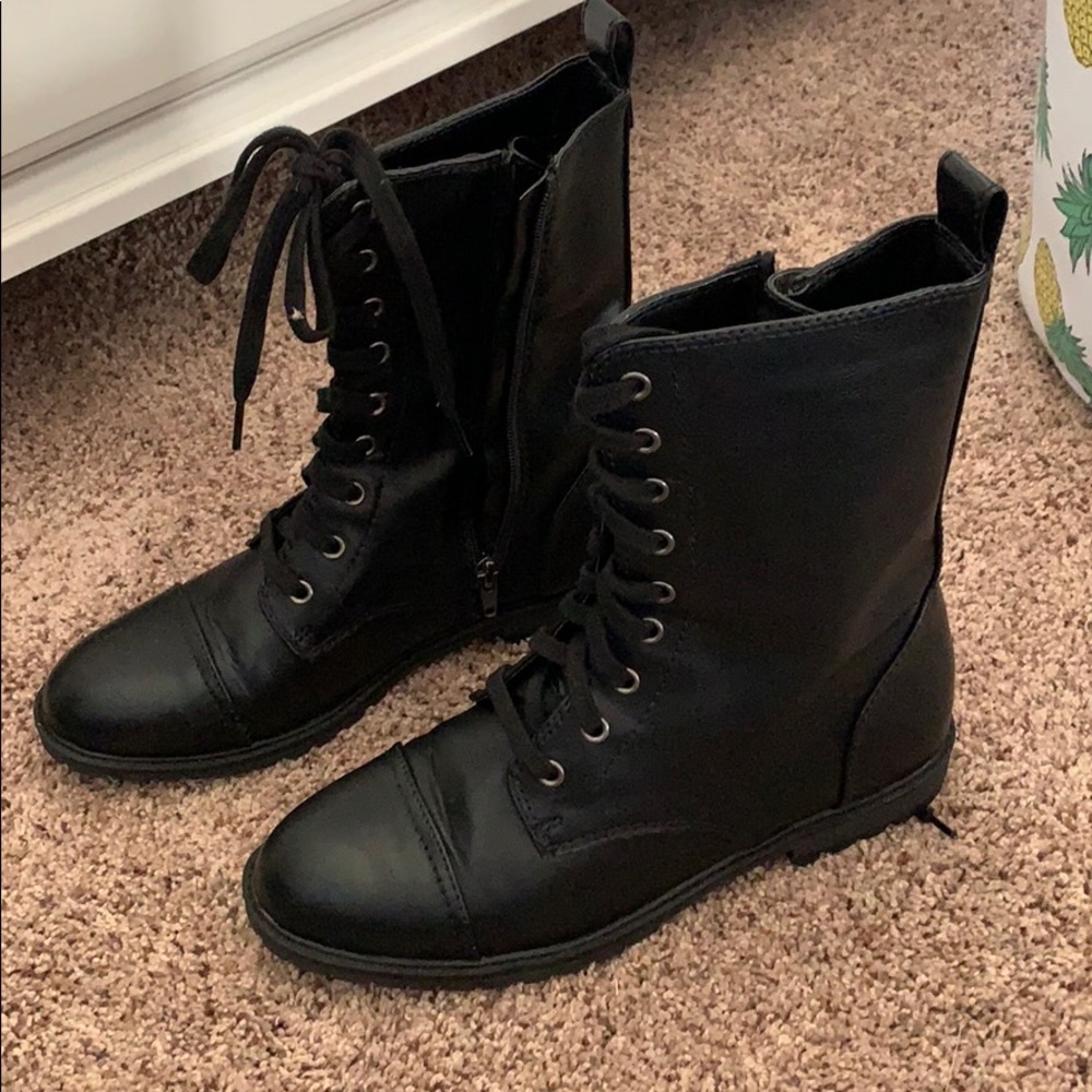Black combat boots